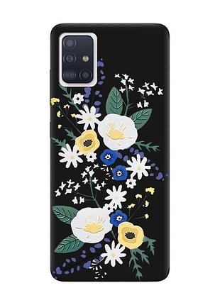 Матовий чохол з чорними боками на samsung galaxy a51 :: квіти. акварель (принт 271)