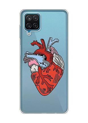 Прозрачный чехол на samsung a12 4g :: сердце анатомическое (принт 250)