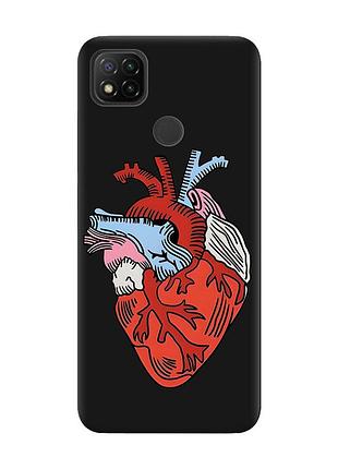 Матовый чехол с черными боками на xiaomi redmi 9c/10a :: сердце анатомическое (принт 250)