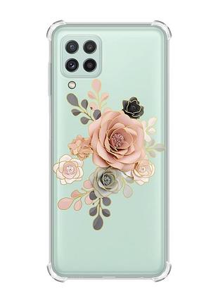 Чехол с утолщёнными углами на samsung galaxy a22 4g/m32/m22 :: розы (принт 275)