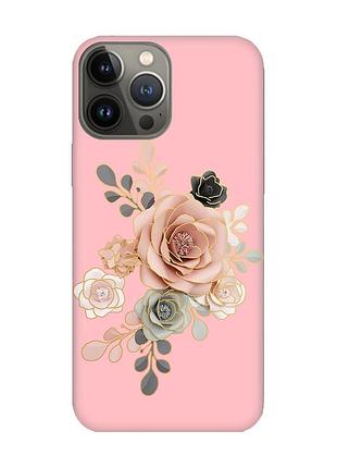 Матовый чехол с розовыми боками на apple iphone 13 pro :: розы (принт 275)