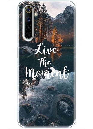Чехол силиконовый с картинкой на realme 6 (природа, озеро в горах)