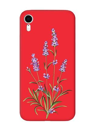 Матовий чохол з червоними боками на apple iphone xr :: гілочки лаванди (принт 266)