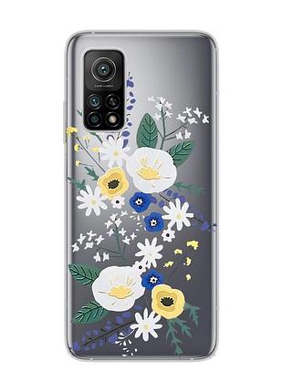Прозрачный чехол на xiaomi mi 10t/mi 10t pro :: цветы. акварель (принт 271)