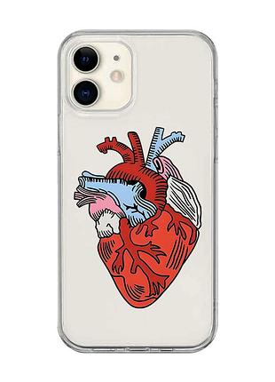 Прозорий чохол на iphone 12 mini :: серце анатомічне (принт 250)