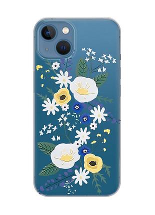 Прозрачный чехол на apple iphone 13 :: цветы. акварель (принт 271)