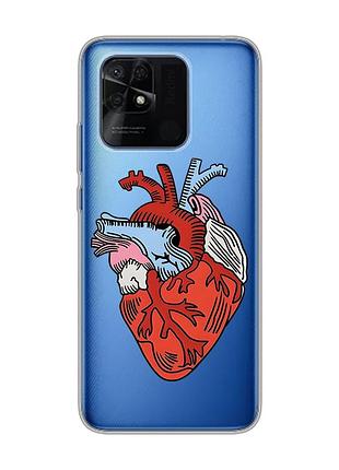 Прозорий чохол на xiaomi redmi 10c :: серце анатомічне (принт 250)