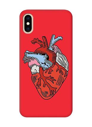 Матовий чохол з червоними боками на iphone xs max :: серце анатомічне (принт 250)