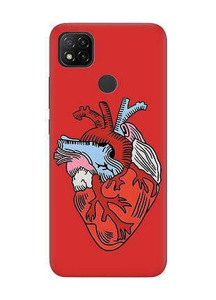 Матовий чохол з червоними боками на xiaomi redmi 9c/10a :: серце анатомічне (принт 250)