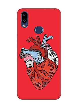 Матовый чехол с красными боками на samsung galaxy a10ѕ a107 :: сердце анатомическое (принт 250)