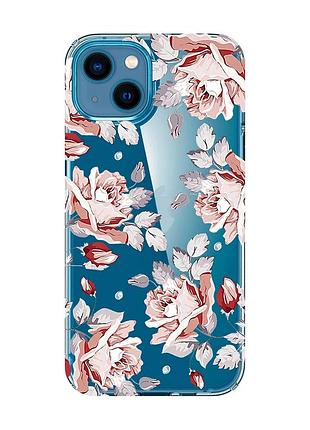 Прозрачный чехол для iphone 13 mini :: фон розы (принт 273)