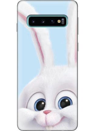 Чехол силиконовый с картинкой на samsung galaxy s10 (g973) (кролик снежок)