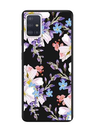 Матовый чехол с черными боками на samsung galaxy a71/a715 :: цветочный рисунок (принт 272)