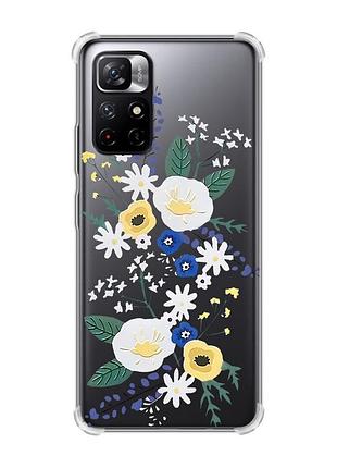 Чохол з потовщеними кутами на xiaomi redmi note 11 5g :: квіти. акварель (принт 271)