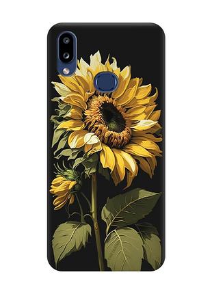 Матовый чехол с черными боками на samsung galaxy a10ѕ a107 :: подсолнечник (принт 274)