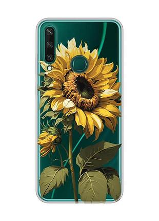 Прозрачный чехол на huawei y6p :: подсолнечник (принт 274)