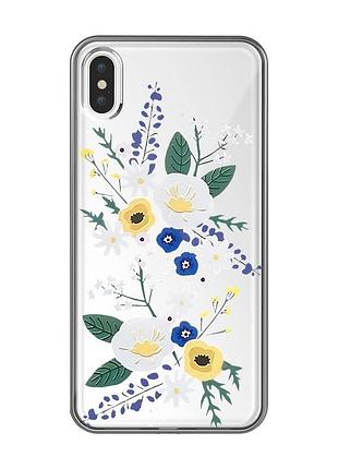 Прозрачный чехол на iphone xs max :: цветы. акварель (принт 271)