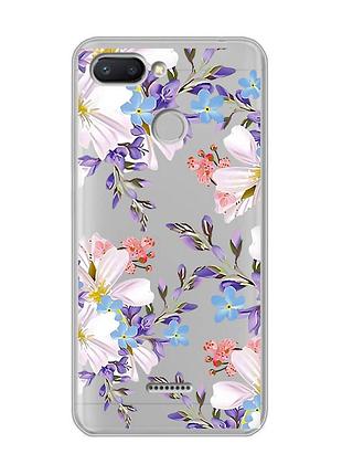 Прозрачный чехол на xiaomi redmi 6 :: цветочный рисунок (принт 272)