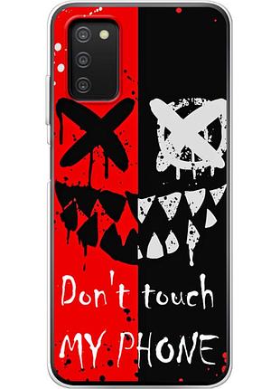Чехол силиконовый с картинкой на samsung galaxy a03s (a037) (не трогай мой телефон)