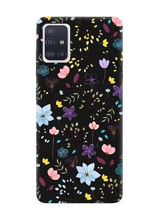 Матовый чехол с черными боками на samsung galaxy a71/a715 цветочный фон (принт 267)