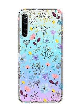 Прозрачный чехол на xiaomi redmi note 8 :: цветочный фон (принт 267)