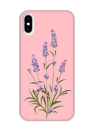 Матовий чохол з рожевими боками на iphone x/xs :: гілочки лаванди (принт 266)