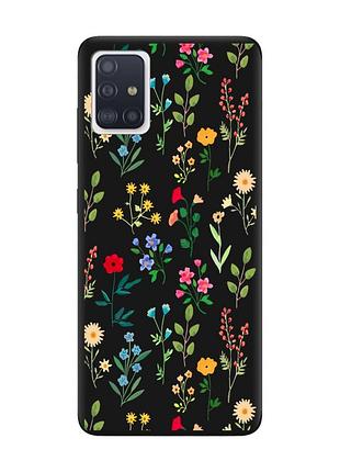 Матовий чохол з чорними боками на samsung galaxy a51 :: квітковий фон (принт 269)