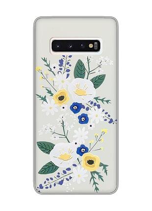 Прозрачный чехол на samsung galaxy s10 :: цветы. акварель (принт 271)
