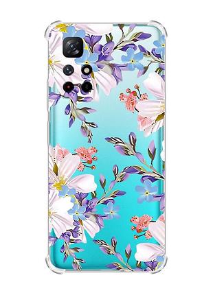 Чохол з потовщеними кутами на xiaomi redmi note 11 4g :: квітковий малюнок (принт 272)