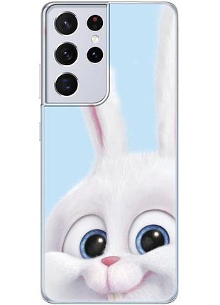 Чехол силиконовый с картинкой на samsung galaxy s21 ultra (g998) (кролик снежок)