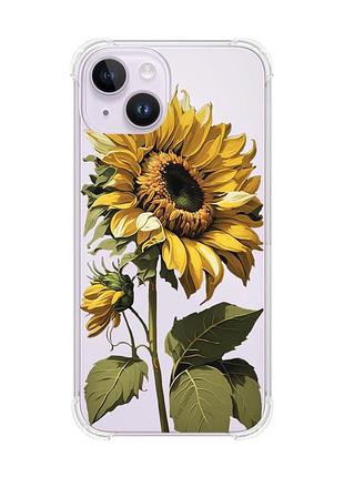 Чохол із потовщеними кутами на iphone 14 :: соняшник (принт 274)