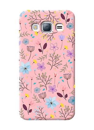 Матовый чехол с розовыми боками на samsung galaxy j3/j310 :: цветочный фон (принт 267)