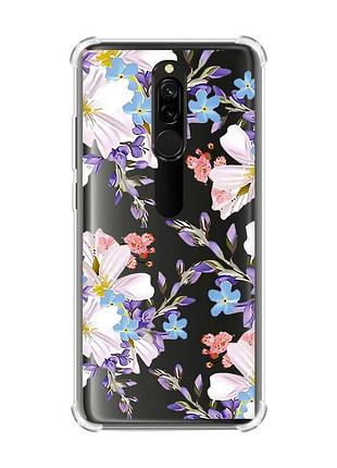 Чехол с утолщенными углами на xiaomi redmi 8 :: цветочный рисунок (принт 272)