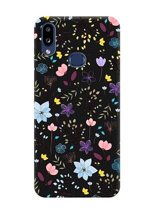 Матовый чехол с черными боками на samsung galaxy a10ѕ a107 цветочный фон (принт 267)