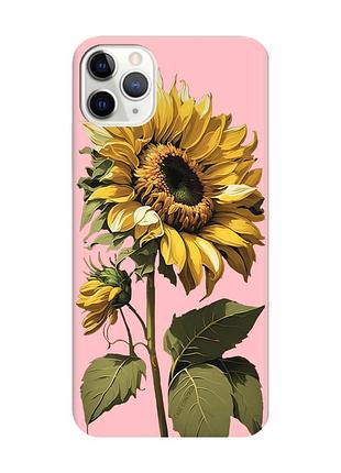 Матовый чехол с розовыми боками на iphone 11 pro (5.8) :: подсолнечник (принт 274)