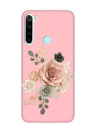 Матовий чохол з рожевими боками на xiaomi redmi note 8 :: троянди (принт 275)