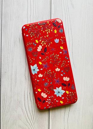 Чехол-книжка с рисунком на xiaomi redmi note 7 / note 7 pro красный цветочный фон (принт 267) 2