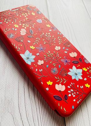 Чехол-книжка с рисунком на xiaomi redmi note 7 / note 7 pro красный цветочный фон (принт 267) 3