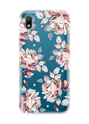 Прозрачный чехол для huawei y5 2019 / honor 8s :: фон розы (принт 273)