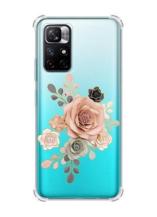 Чохол з потовщеними кутами на xiaomi redmi note 11 4g :: троянди (принт 275)
