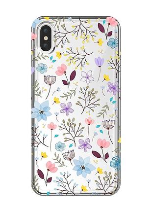 Прозорий чохол на iphone xs max :: квітковий фон (принт 267)