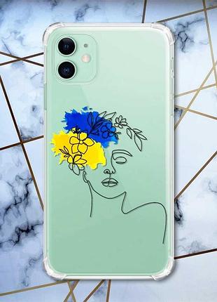Чехол с утолщёнными углами для apple iphone 11 (6.1) :: украинка арт (принт 3)