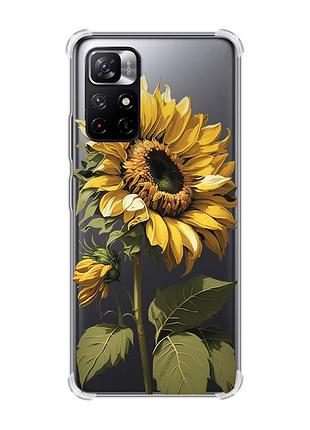 Чохол з потовщеними кутами на xiaomi redmi note 11 5g :: соняшник (принт 274)