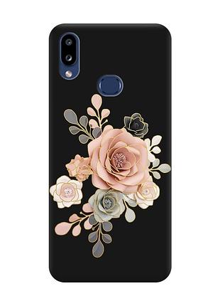 Матовый чехол с черными боками на samsung galaxy a10ѕ a107 :: розы (принт 275)