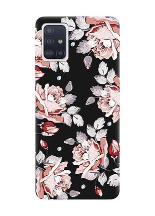 Матовый чехол с черными боками на samsung galaxy a71/a715 :: фон розы (принт 273)