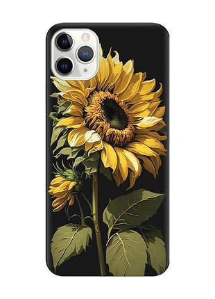 Матовый чехол с черными боками на iphone 11 pro (5.8) :: подсолнечник (принт 274)