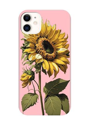 Матовий чохол з рожевими боками на apple iphone 11 (6.1) :: соняшник (принт 274)