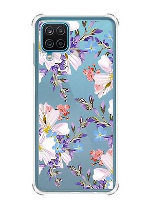 Чехол с утолщенными углами на samsung a12 4g :: цветочный рисунок (принт 272)