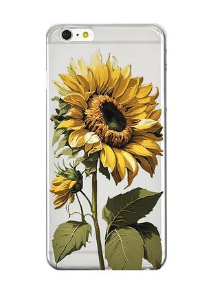 Прозрачный чехол на iphone 6+/6 plus :: подсолнечник (принт 274)