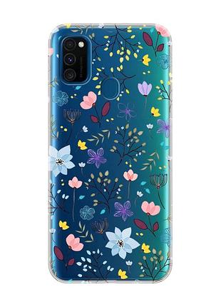 Прозрачный чехол на samsung galaxy m30s/м21 :: цветочный фон (принт 267)